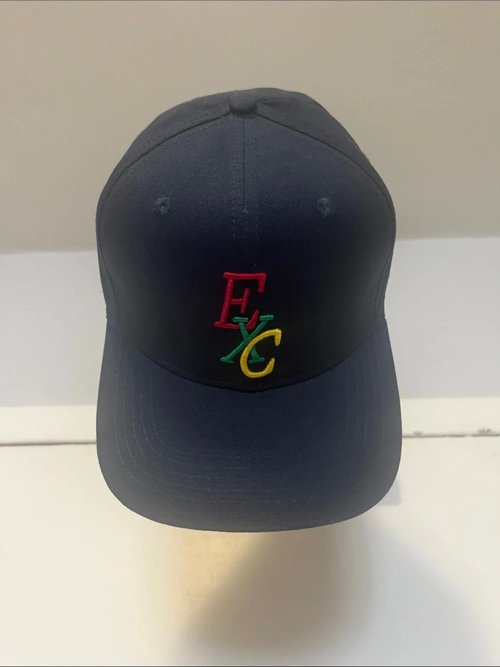 Navy Embroidered Baseball Cap with Multicolor Logo